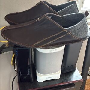 Men's Orvis Brown Slip-On Leather Wool-Trim Casual Shoes